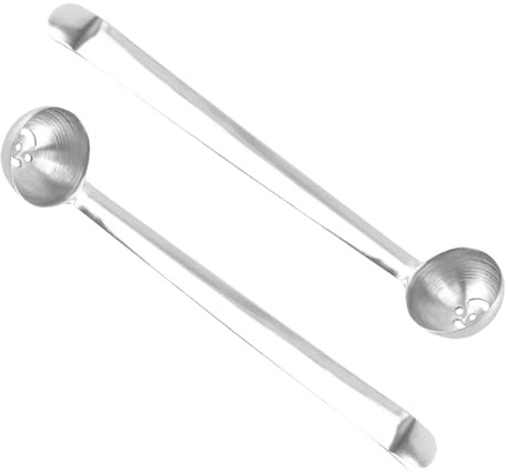 GRADENEVE Cucharas Ranuradas para Servir Aceitunas y Frutas en Conserva de Acero Inoxidable Mango Largo 2 Unidades Ideales para Fiestas y Uso Doméstico