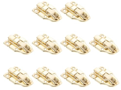 LOORGVEL Loquets à Bascule Vintage en Fer Doré Lot de 10, Moraillons pour Petits Coffrets à Bijoux, Fermeture Robuste pour Boîtes en Bois, Usage Maison Bureau Magasin