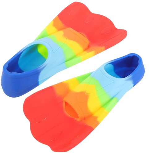BIUDECO Silicone Swimming Flippers, Short Training Fins for Swimming and Diving, Lightweight Comfortable Snorkeling Fins for Boys and , Size 36-38, Portable Pool Swim Accessories
