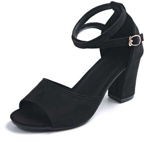 Generisch Sandales élégantes pour femme pour un look décontracté pour le travail, les rendez-vous et les vacances. Design à bout ouvert avec talons hauts pour la mode estivale, Noir , 39 EU