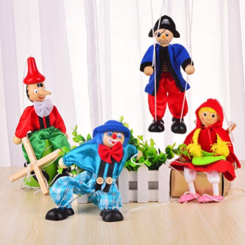 Omquot Marionetten-Ornament, Handpuppe mit Kordeln, aus Holz, geruchlos, Handwerk, für zu Hause (blau)