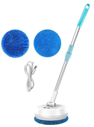 NonMiFyR Dispositivo Elettrico per La Pulizia con Manico Telescopico, Lavavetri E con Rotazione Automatica per Una Pulizia Efficiente a Secco E a Umido, Bianco