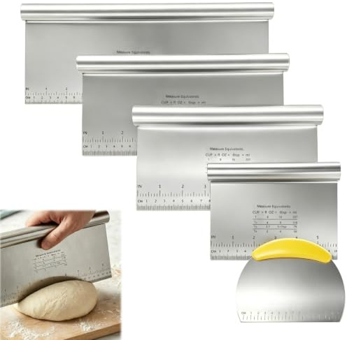 5 Piezas Espatula Cocina Acero Inoxidable Cortador de Pan Cortador Pizza | Como Parte Los Utensilios de Cocina Adecuado para Cortar Masa Pan y Pasteles Herramientas de Reposteria 15.5 15 20 25 30 Cm