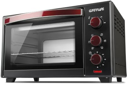 G3 Ferrari G10231 Forno Elettrico Ventilato 30 L, 1600 W, Timer, Nero-Rosso | 3 funzioni di cottura, temperatura 100-230 °C, luce interna e doppio vetro, con accessori