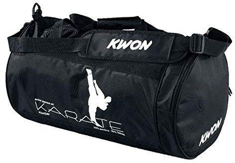 KWON Tasche Large, Schwarz, Versch. Druckmotiven/Kampfsymbolen, Judo, Ju Jutsu, Karate, Kick-Thaiboxing, Kung Fu, Taekwondo, Nylon/Codura Material, DUFFEL_BAG, Gym, Sport, Reise
