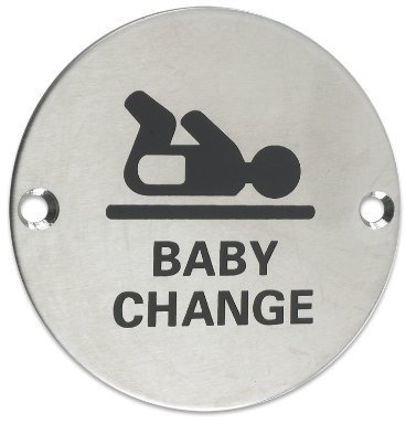 ZSS08SS Baby Change Toilet Sign Sex Symbol 76mm Dia Satin Stainless Steel from The Door Handle Store