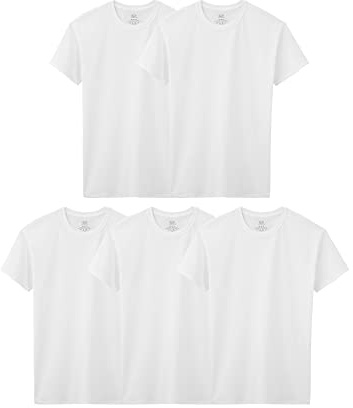 Fruit of the Loom Big Cotton T Shirt, Boys-5 Pack-White, Large