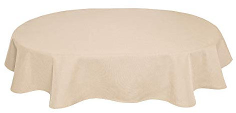 Tischdecke Leinenoptik Leinen Lotuseffekt Wasserabweisend Lotus Oval 135x180 cm Sand