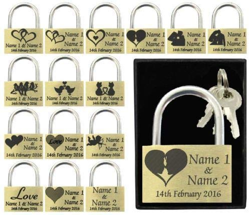 Anniversary, Valentines Present, Wedding Favour 40mm Love Lock Personalised Engraved Padlock (Head Romance)