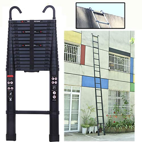 Update Version 6.2m (20.3FT) Telescopic Ladder Foldable Aluminum Telescoping Extension Ladder with Detachable Hook, Safe & Compact 150kg Load Capacity EN131 Certificate for Home Office Outdoor