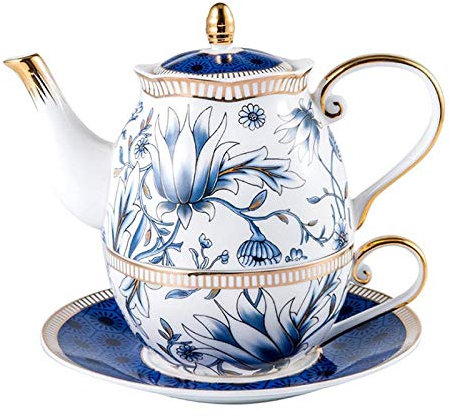 BeieraBone China Set teiera Tazza da caffè Fiore Teiera Puer Oolong Kung Fu Tè pomeridiano Tè turco Tazza in ceramica Set bollitore-Set teiera (3 pezzi)