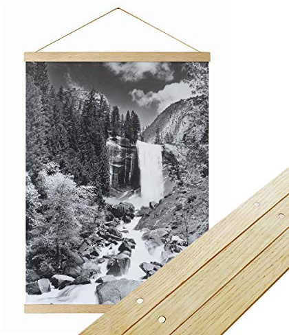 Urhome magnetische Posterleiste aus Holz für Bilder in Buche, 31 cm Posterschiene Bilderrahmen für Wandbilder Poster Fotos Bilderleiste