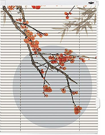 Stores Vénitiens Store Jour Nuit 2,5 cm Latten Aluminium Jalousien - Pflaumenblüte Gemustert, Horizontal Hotel Balkon Verdunkelung Jalousie, Wand- Und Deckenmontage