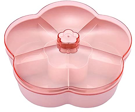 Nikou Serving Tray-Snack Serving Tray Candy Pastry Storage Box Nut Platter Dried Fruit Plate with Lid for Party(Pink)