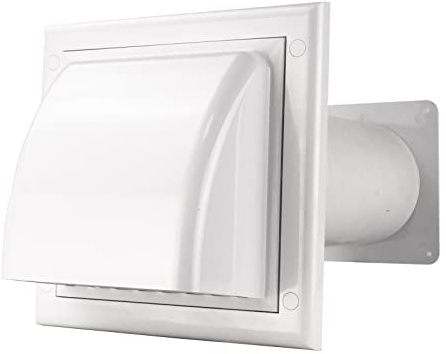 Traversée de mur, hotte aspirante en plastique, blanc, sans clapet anti-retour, Ø 125 mm.