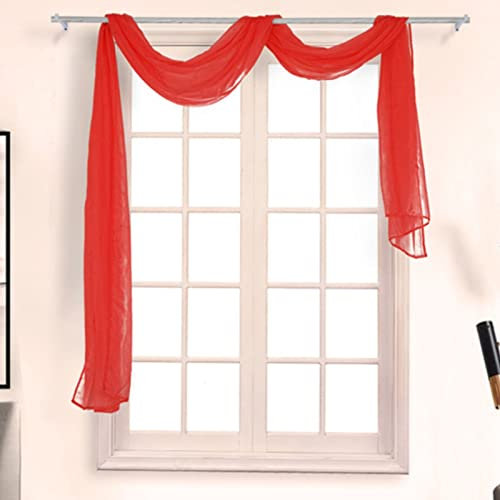 ZOYIEP 2/3 Stück Querbehang Transparente,Freihanddeko Gardinen Voile Deko Transparentem Vorhäng für Hochzeit Wohnzimmer Fenster Deko (Rot,90x400cm)