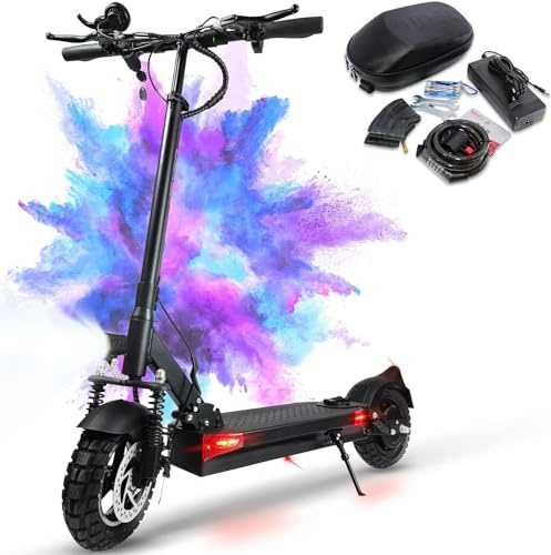 JOYOR Monopattino Elettrico Adulti, 500W Motore 55-75KM 48V 18AH, Carico 120kg, Doppi ammortizzatori e freni a disco anteriori e posteriori ，(azionati a chiave) con indicatori di direzione