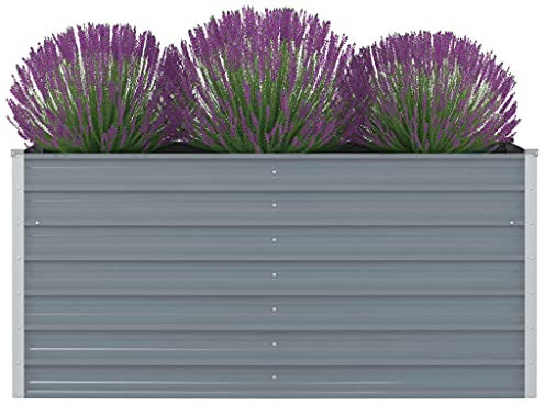 Lechnical Raised Garden Bed,Raised Planting Bed,Raised Garden Kits,Raised Garden Bed 160x80x77 cm Galvanised Steel Grey