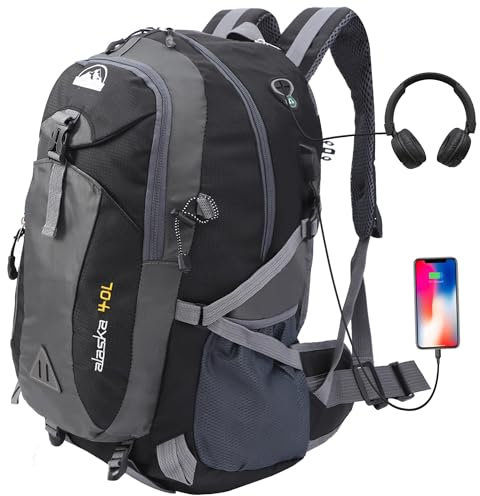 Alitifiy 40L Hiking Backpack, Hiking Rucksack Durable Waterproof Travel Bag Outdoor Sports Camping Cycling Skiing Daypack Climbing Trekking Mountaineering Gifts for Men Women (Black)