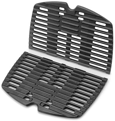 7644 Grillrost Gusseisen für Weber Q100, Q1000, Q120, Q140, Q1200 Gasgrill | 32cm x 21,6CM Grillroste Ersatzteile für Weber Grill Baby-Q Gas Grill, Robust und langlebig,Gleichmäßige Wärmeableitung