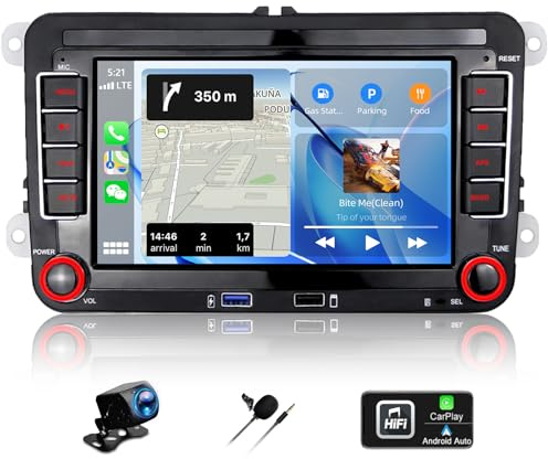 [1+32G] CAMECHO Android 13 Wireless Carplay&Android Auto Autoradio für VW Golf 5 Golf 6 Skoda Polo Passat Tiguan,7 Zoll HD Bildschirm mit GPS/WiFi/Bluetooth/FM/RDS/HiFi/USB+AHD Rückfahrkamera