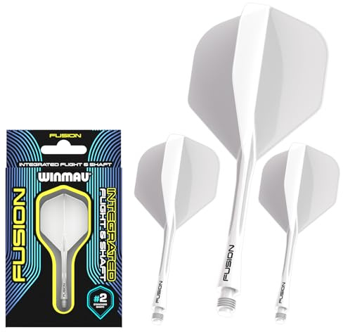 WINMAU Darts - Fusion Integrerat flyg- och axelsystem - No.2 Form och design – Vit Färg, Medium Längd