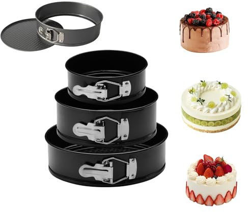 Topyond Springform,Antihaftbeschichtetes Käsekuchenformen-Set in 3 Größen,12.5cm/ 18cm/22cm,Backform Backformen Kuchenform Rund Tortenform Springform,für Käsekuchen, für Kuchen, Pizza,3 Stück