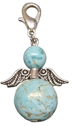 Schutzengel Türkis (Halbedelstein, Taschenanhänger, Schlüsselanhänger, Glücksengel, Fensteranhänger, Fensterkristall, Weihnachtsanhänger, Geschenk, Schutz Engel, Fengshui,