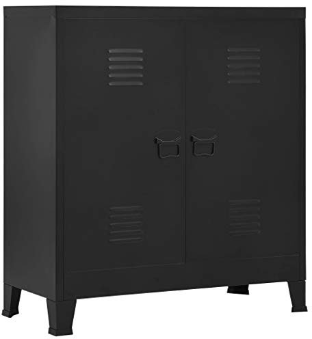 ZEYUAN Aktenschrank, Metallschrank, Werkstattschrank, Werkzeugschrank, Büroschrank, Lagerschrank, Garagenschrank, Stahlschrank, Industriell Schwarz 90×40×100 cm Stahl