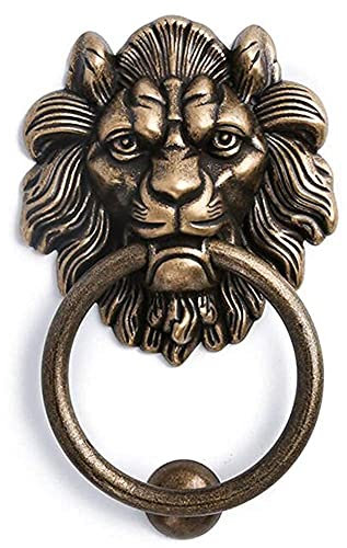 Vintage-Türklopfer, Ringgriffe, Antik-Bronze-Löwenkopf-Türklopfer, Haustürgriff, Knäufe, Heimdekoration (Bronze 12 cm)