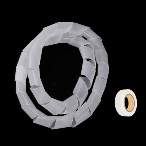 QUARKZMAN Avvolgicavo a Spirale 8,2 Piedi 20mm Sleeve per La Gestione Dei Cavi Organizzatore Flessibile in Pe per Cavi Informatici, Cavi di Ricarica Bianchi con Nastro
