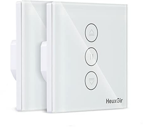 HEUXGIR Juego de interruptores inteligentes para persianas, 80x80 mm, control inalámbrico, temporizador compatible con Alexa y Google Home, cable neutro requerido