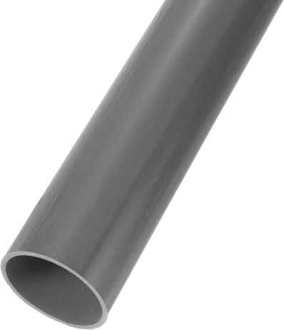 Rebower 45.2mm x 50mm PVC Pipe 14 Plastic Rigid Tubing Round High Impact Drain Pipe, [for Greenhouse Garden Home HVAC Plumbing] -Light Grey