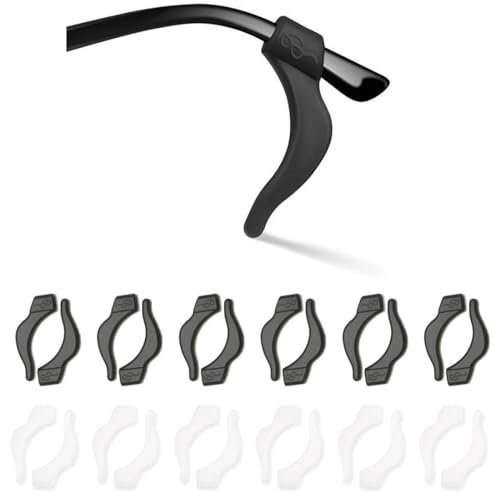 OQKAHIV 12 Paar Universal-Ohrbügel-Haken aus Silikon mit Anti-Rutsch Bügel-Spitzenhalterung für Brillen, Sonnenbrillen und Schutzbrillen in Schwarz und Transparent,