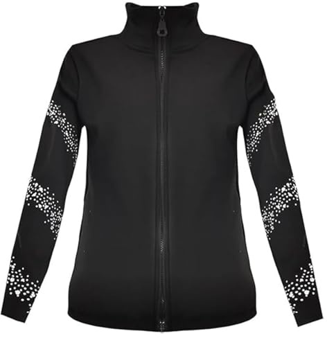 LIUHUO Giacca da Allenamento per Pattinaggio Artistico da Ragazza, Elegante Top ventilato, Blu, 12-14 Anni