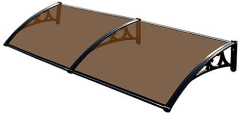 ABWGLRN Türvordach für den Außenbereich, Regenschutz für Fenster, PC-Veranda-Markisenschutz, Dachvordächer, gebogenes Vordach, Balkonmarkise, für UV-, Wasser- und regenbeständig, braune und Schwarze