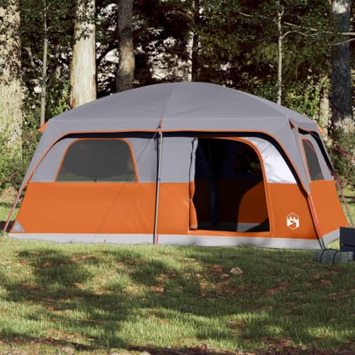 LAPOOH Familienzelt für 10 Personen Grau und Orange Wasserdicht, Caming Zelt, Camping Tents, Camping-Zelt - 94535