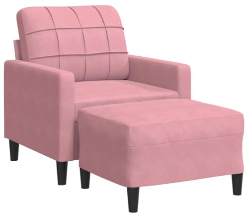 vidaXL Sillón con Taburete Terciopelo Rosa 60 cm, sofá Individual, sillón bañera, sillón Club, sofá, sofá Confort, sillón de TV, sofá de Relax