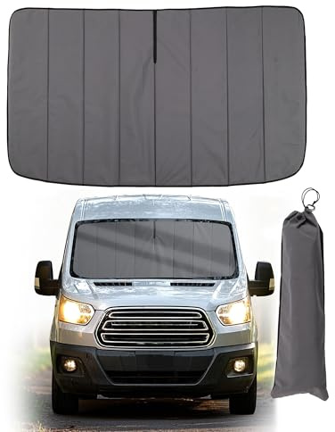 Vanhoxcci Isolierte Windschutzscheibenabdeckung für Privatsphäre und Sonnenschutz, Ganzjahreszeiten, Van Life Camping, Fensterschutz, passend für Ford Transit 150 250 350 mittel/hohes Dach 2015–2025