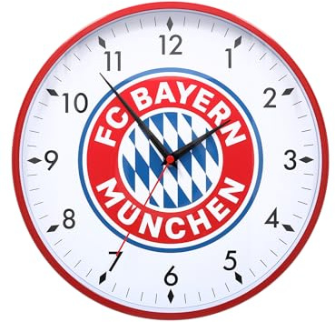 FC Bayern München Wanduhr mit Vereinswappen & 30 cm Durchmesser I Batteriebetrieben I Offiziell lizenziert