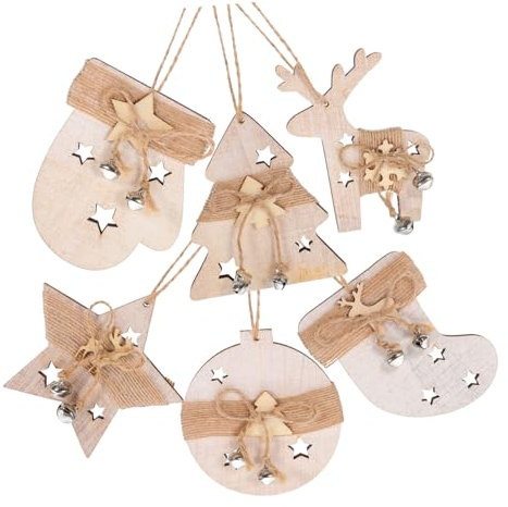 KONTONTY 6stücke Teiliges Weihnachtsbaum Holzanhänger Rustikale Weihnachtsdeko Für Baum Tisch Und Kamin Gemischte Designs Für Festliche Stimmung