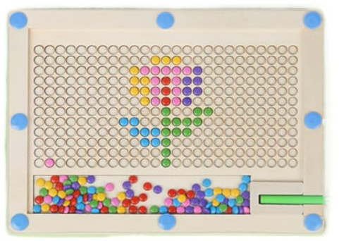 Magnetische Punkt-Kunsttafel, Magnetische Punkttafel Mit Punktperlen, Magnetic Drawing Board for Kids Ages 4-8, Magnet Doodle Board for 1-3, Magnetic Dot Art with 2 Pens, 10 Double-Sided Flas