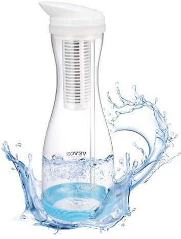 VEVOR Carafe Filtrant en Verre 6 Tasses, Pichet Filtrant Capacité de Filtre 800 L, Distributeur d'Eau Sûr sans BPA, Réduisant le Chlore, la Rouille, les Odeurs, PFOA/PFOS, pour Maison Bureau