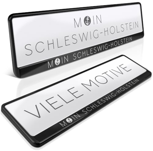 2 Kennzeichenhalter | Schleswig-Holstein 03 | Nummernschildhalter | Nordsee | Ostsee Anker Kiel Lübeck Flensburg | Kennzeichen-Halterung | Nummernschild-Halterung | Auto-Kennzeichen | Kennzeichen-Rahmen