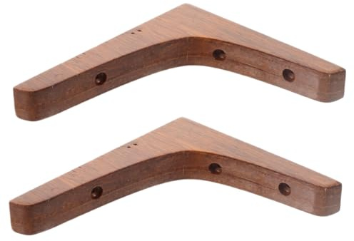 Supports D'étagère en Bois en L Marron 2 Pièces, Robustes | Surface Lisse, Usage Bureau et Présentation, Format Compact pour Maintien Discret