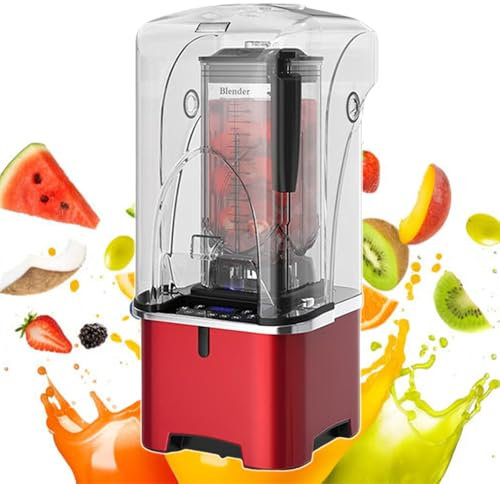 Blender À Smoothie Professionnel, Avec Capot Insonorisé Et Silencieux, 5 Réglages Préréglés + 8 Broyeur À Glace Électrique À Vitesse Réglable, Avec Gobelet De 2,2 L, Pour Desserts/Bars