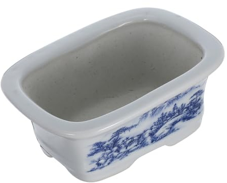 UKCOCO Maceta de Cerámica Maceta de Porcelana Azul y para Escritorio para Balcón Interior