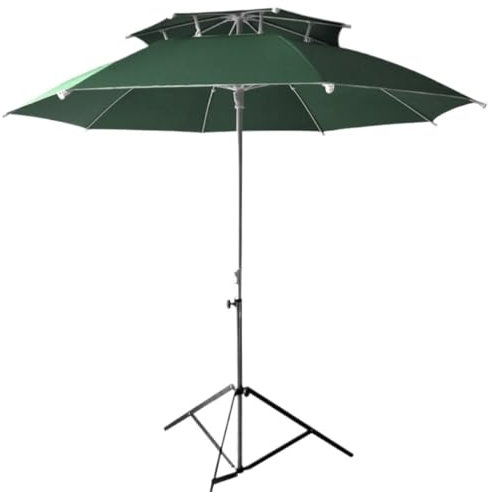 Parasol d'extérieur double couche, 2,4 m, parasol de plage et de jardin, protection UV, coupe-vent, auvent en fibre de verre, parfait pour terrasse, piscine et camping