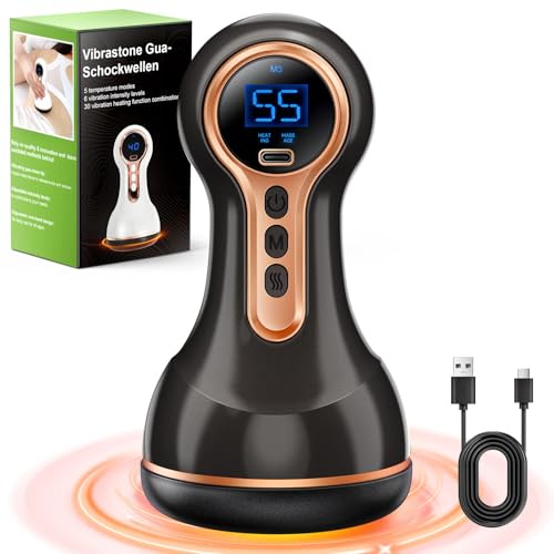 Robofun 5.0 Neuropathie massagegerät, Lymphatic, Schmerzlinderung und Entspannung für Füße, Hände, Rücken, Gua-Schockwellen-Massagegerät mit 30 Vibration-Heizfunktion Kombination, Schwarz