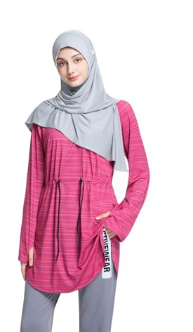 Athletic Hijab Scarf for Women, Breathable Arabic Modest Head Cover for Sports Fitness(Grey)